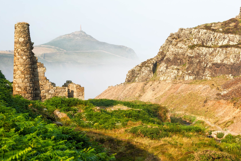 FocalFormDavidGamm Boswedden Mine with Cape Cornwall in mist