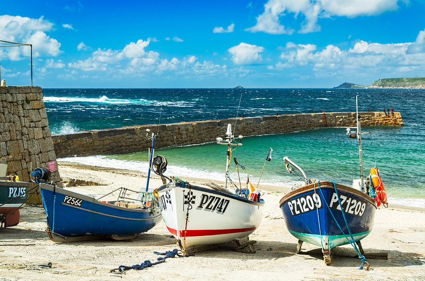 Sennen Harbour(Cape Cornwall and the Brisons on the horizon